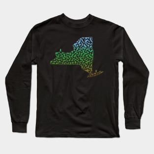 New York State Outline Maze & Labyrinth Long Sleeve T-Shirt